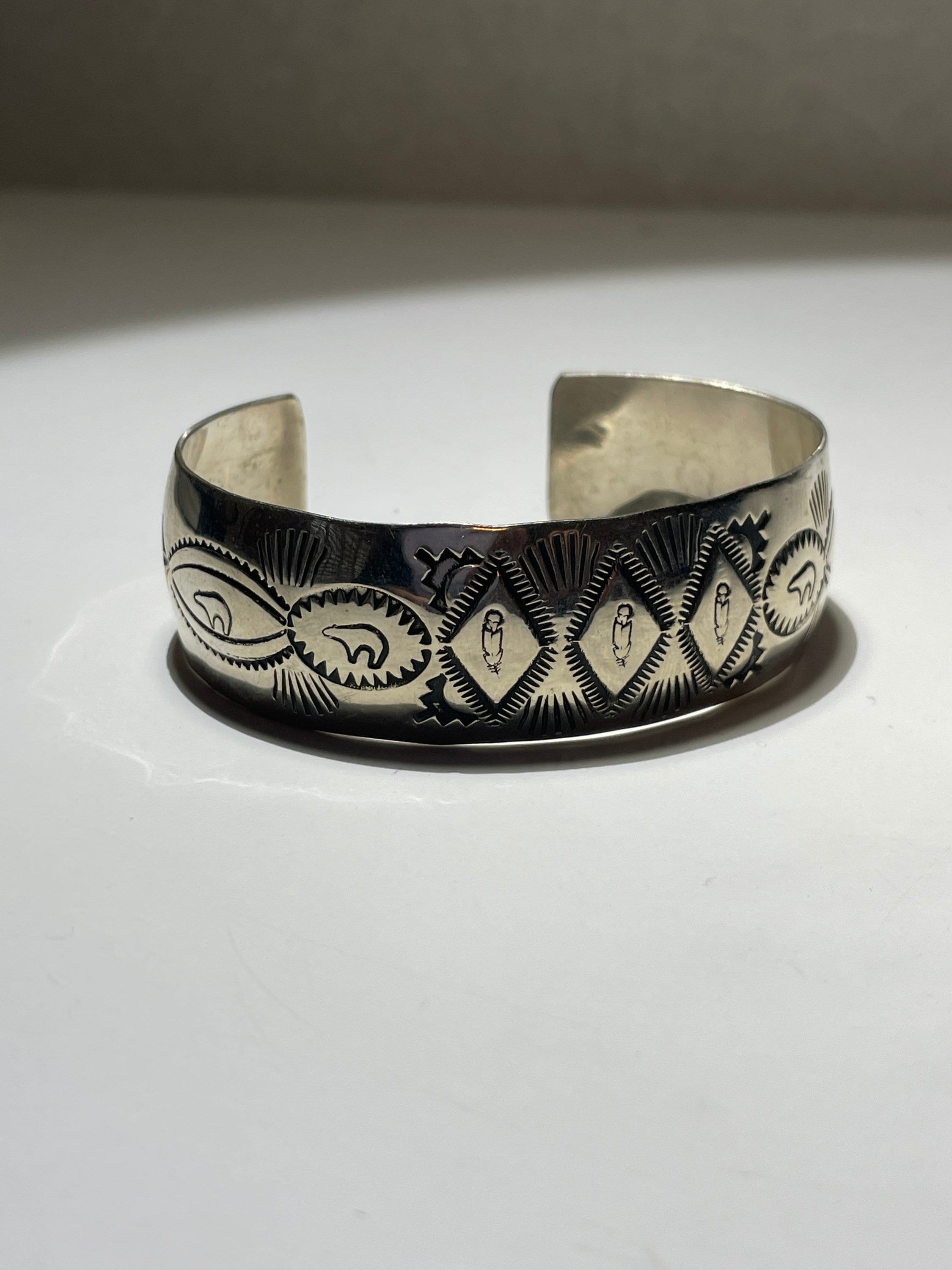 Navajo Sterling Silver Native American Signed M Cuff