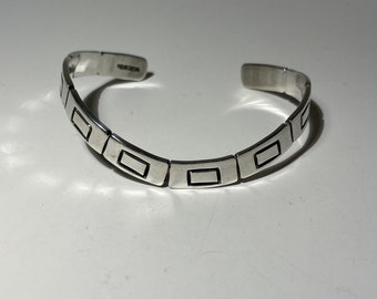 Sterling Silver Cuff Bracelet Geometric Design