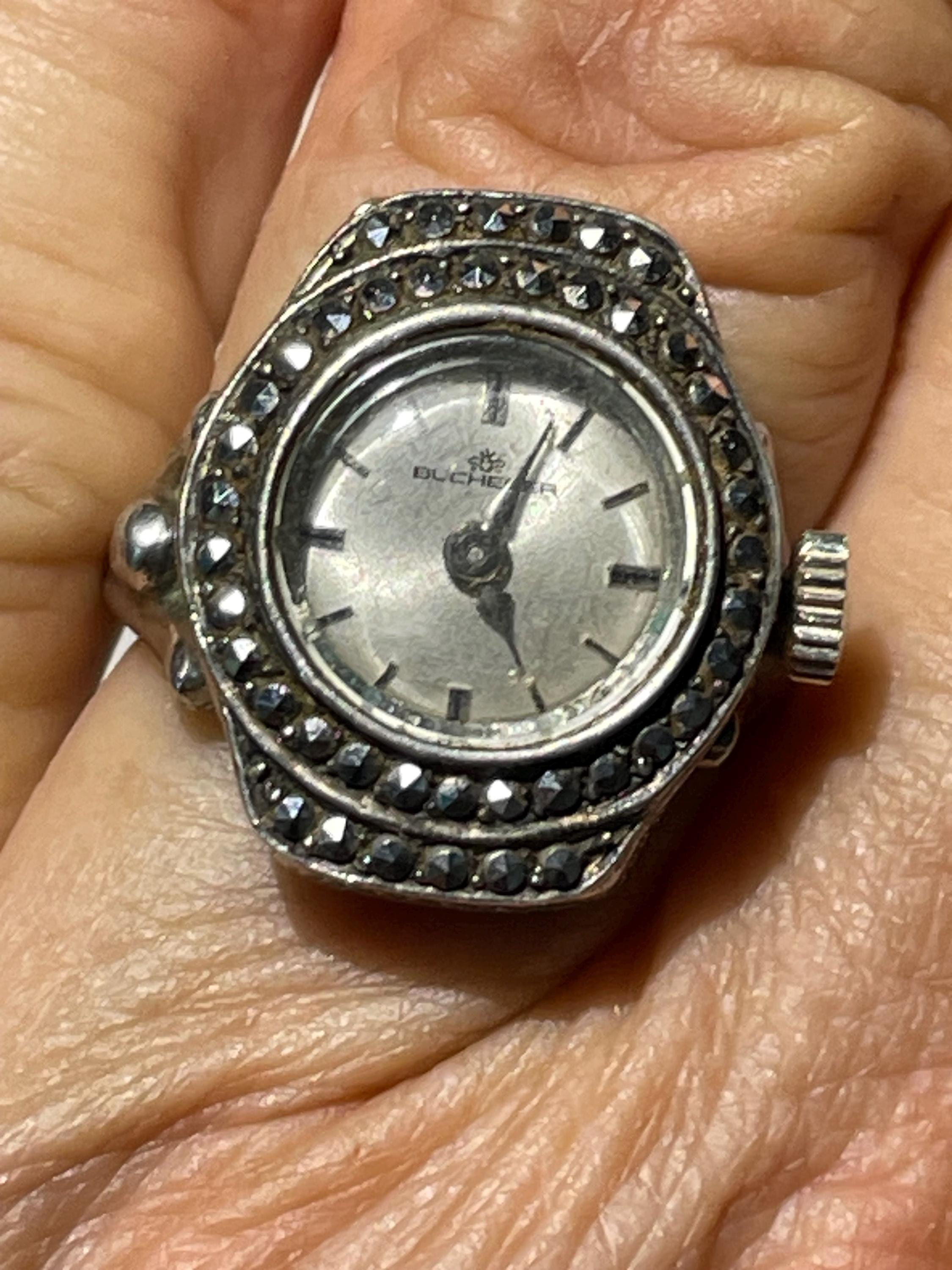 Vintage Elegant 1930s Bucherer Ladies Swiss Made Marcasite Watch BUCHERER Watch, Art Deco Wrist Watch, Art Deco Marcasite  main image 4