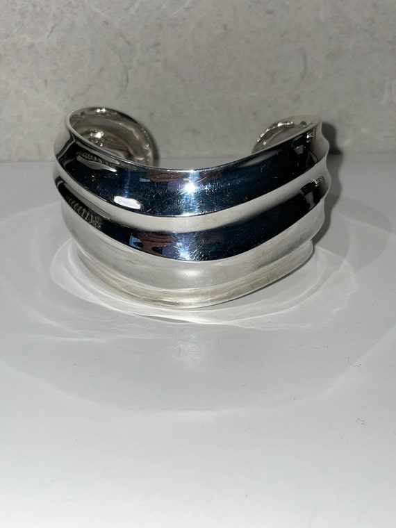 Sterling Silver Swarovski Designer Fancy Wave Cuff Bracelet