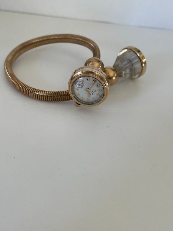 Vintage Guilloche Enamel Wrap Around Ladies Wrist… - image 2