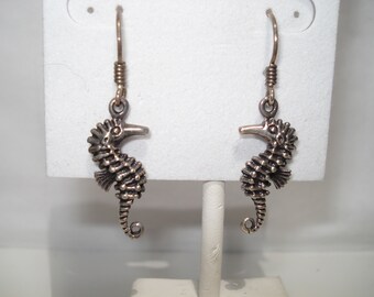Seahorse Enamel Drop Dangle Earrings – Silver Rhodium & Blue, Hook Closure, Beach Sea Jewelry For Women