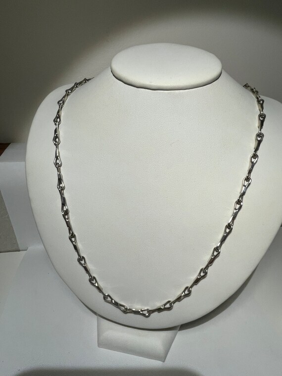 Modernist Sterling Silver Unique Link Necklace 24… - image 5