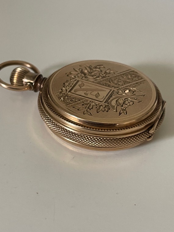 1885 Antique 14K Solid Gold Elgin Pocket Watch 8 … - image 10