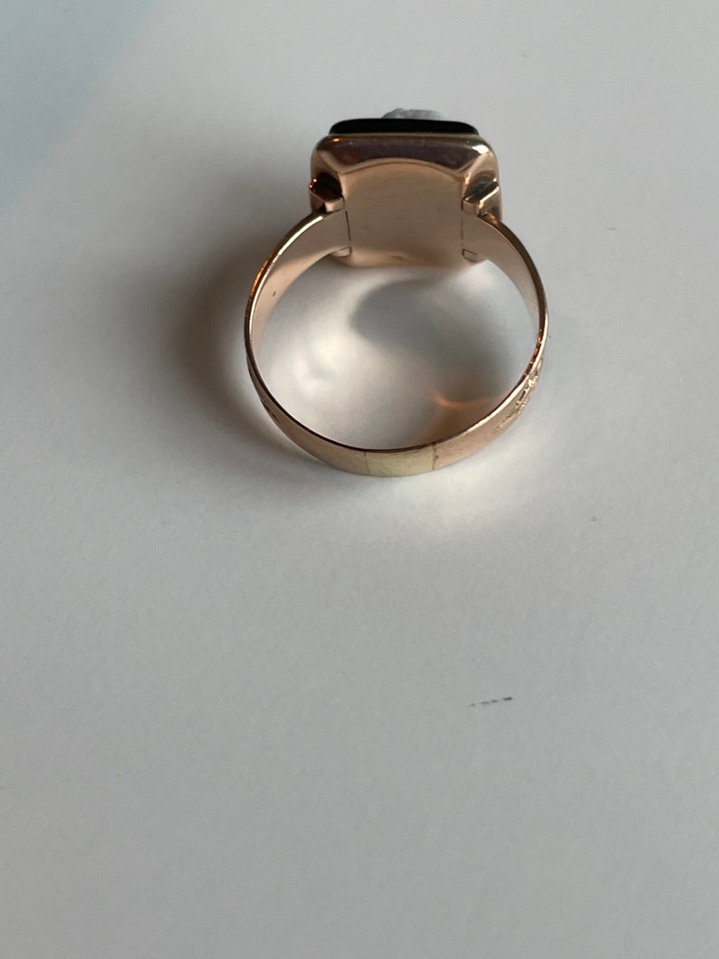 Victorian 10 kt Rose Gold Black Cameo Ring size 4 bild 3