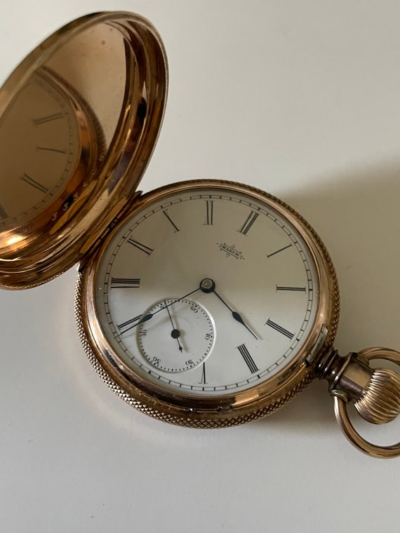 1885 Antique 14K Solid Gold Elgin Pocket Watch 8 … - image 5