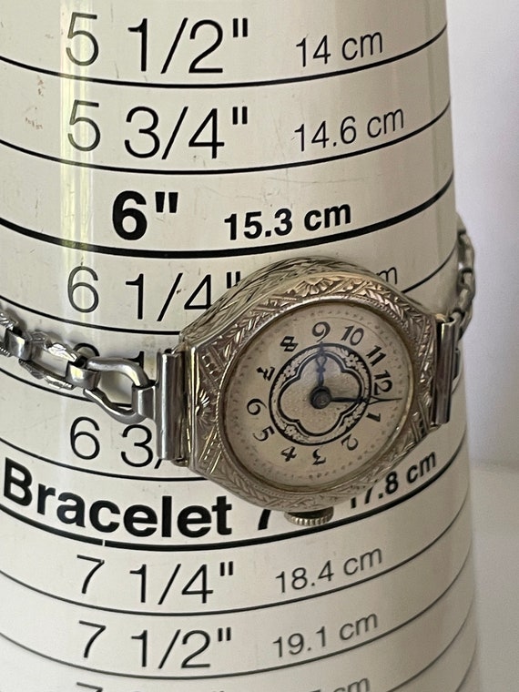 14Kt White Gold Antique Ladies Wristwatch  15 jew… - image 4