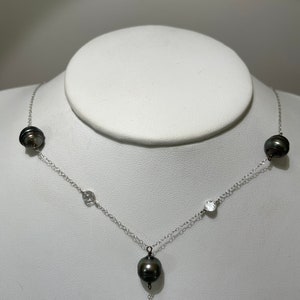 Antique Art Deco 14Kt White Gold Tahitian Pearl Y Drop Necklace image 6