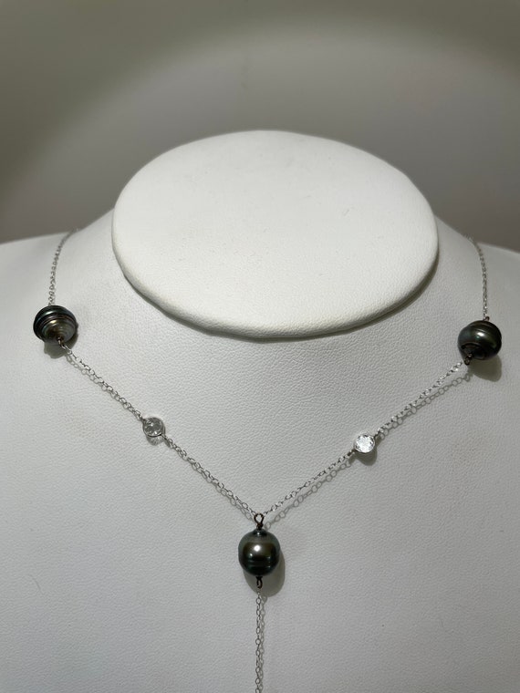 Antique Art Deco 14Kt White Gold Tahitian Pearl Y… - image 6