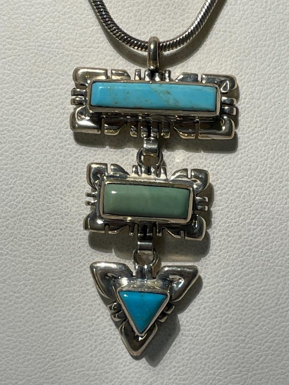 Sterling Silver Dangling Turquoise Southwestern D… - image 8