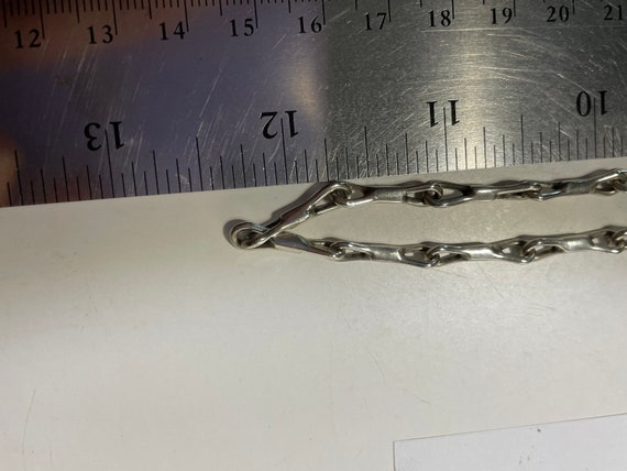 Modernist Sterling Silver Unique Link Necklace 24… - image 3