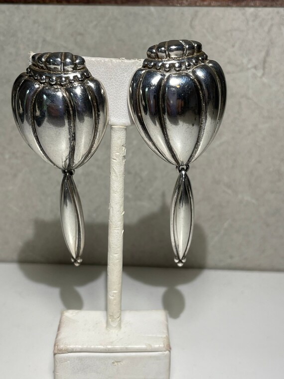 Modernist Sterling Silver Balloon Style Drop Earr… - image 1