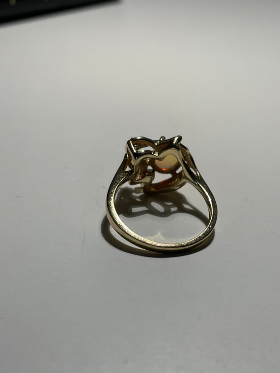 Vintage 14 kt Freeform Opal Diamond Ring size 6.5 - image 8