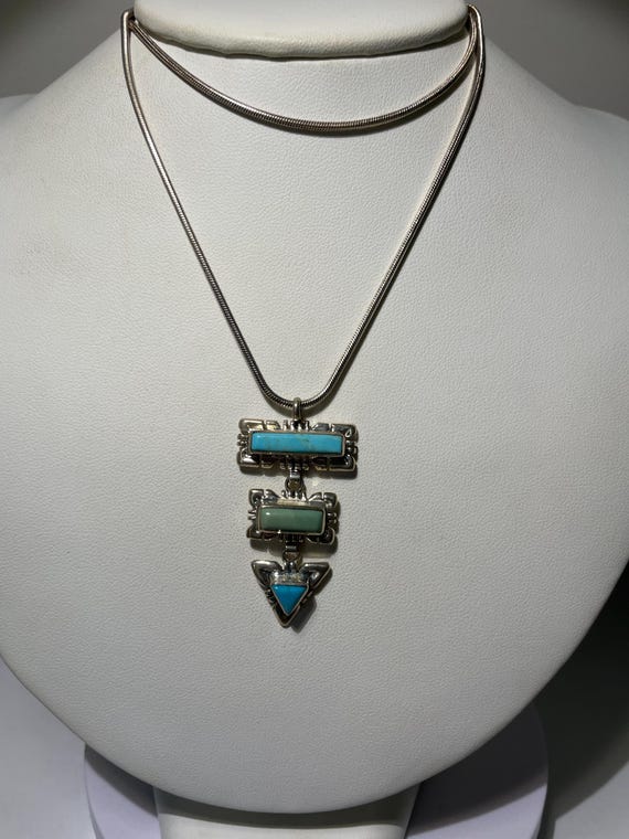 Sterling Silver Dangling Turquoise Southwestern D… - image 9