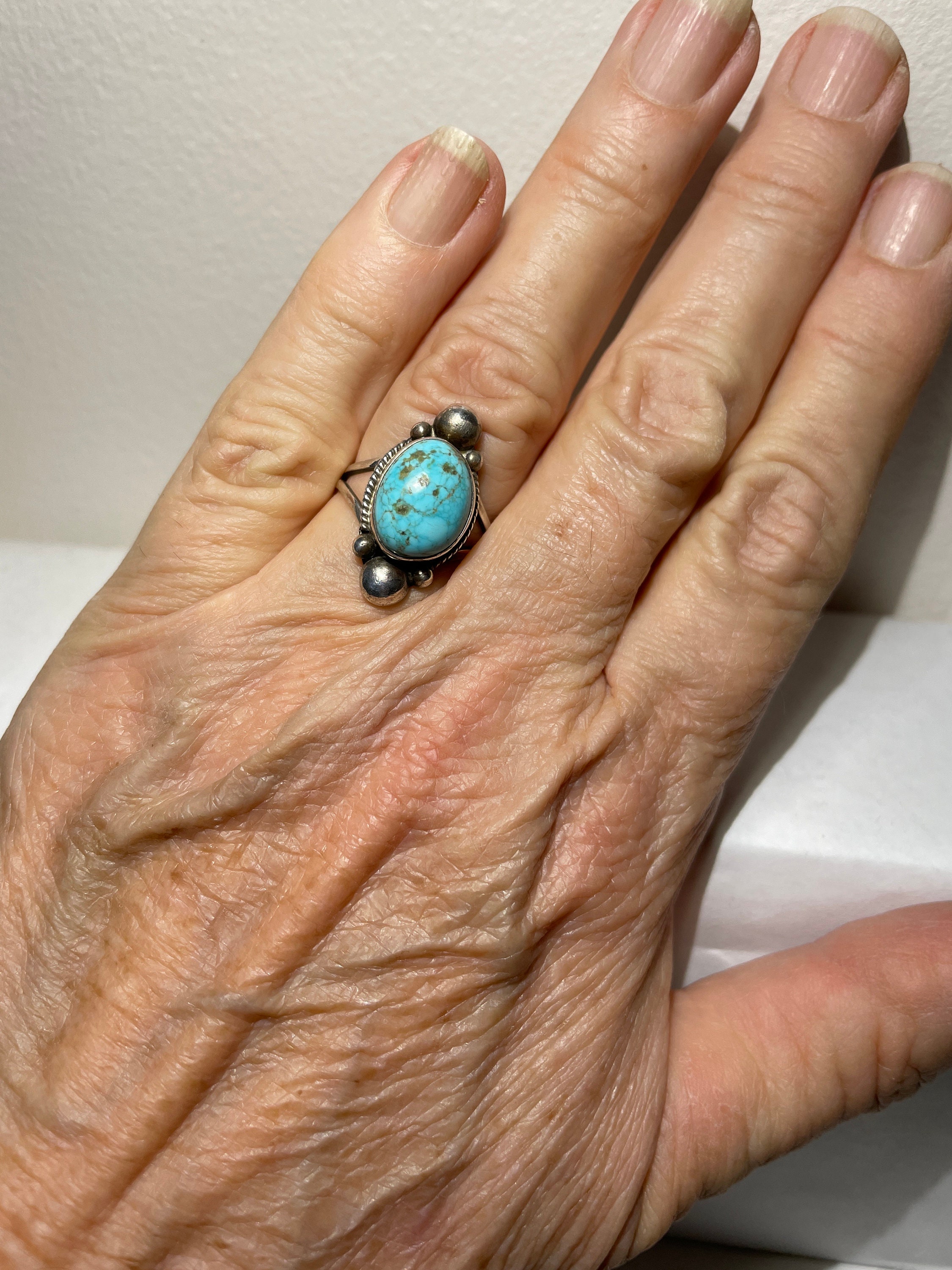 Sterling Silver Turquoise Ring Size 10 - Etsy