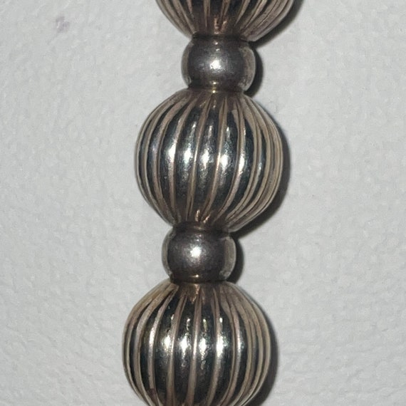 Vintage Sterling Silver Textured Ball Beaded Chai… - image 3