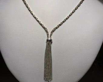 Sterling Silver Tassel choker Necklace 18" Specialty Chain