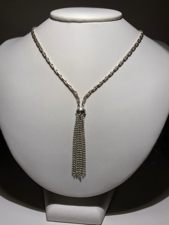Sterling Silver Tassel choker Necklace 18" Specia… - image 1