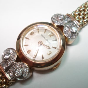 Jaeger LeCoultre 18 Kt Diamond Ladies Vintage Back Wind Wristwatch