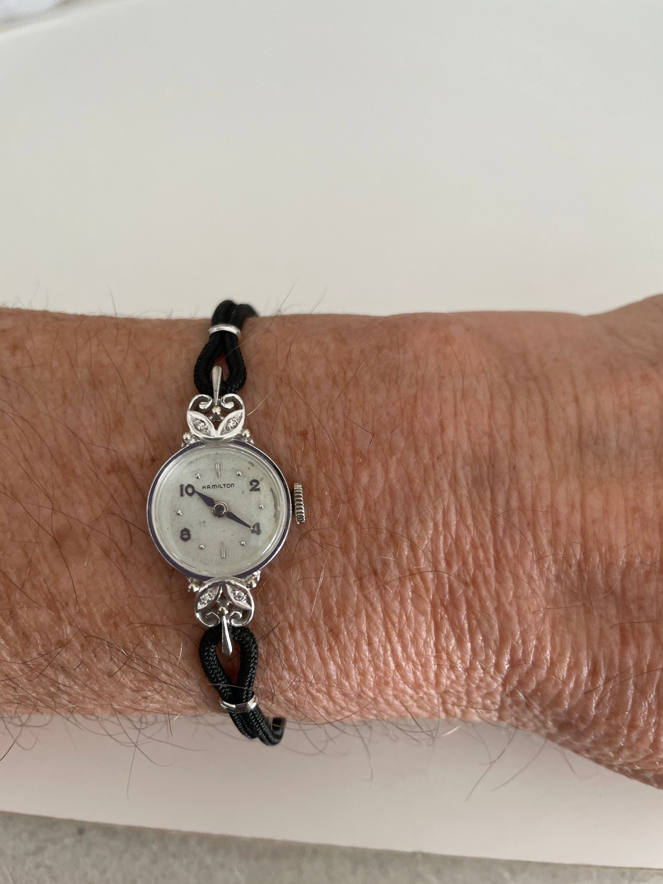 Stunning vintage14K white gold and diamond women\'s Hamilton wristwatch, working Vintage Watch - Vintage Ladies 1950 main image 2