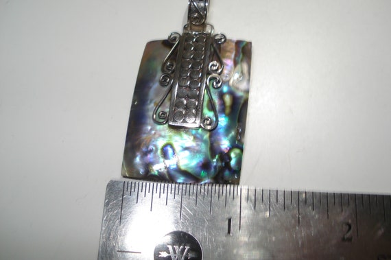 Vintage Abalone Sterling Silver Fancy Rectangular… - image 4
