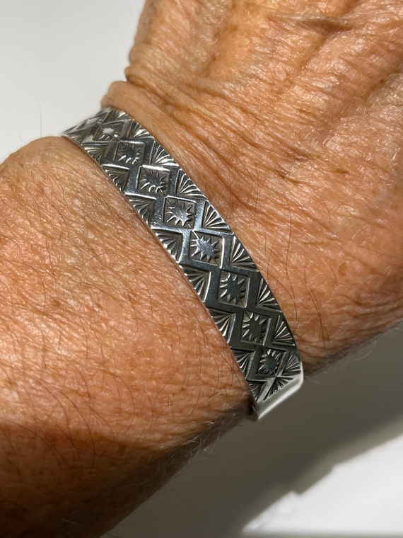 Sterling Silver Native American Cuff Bracelet - image 2