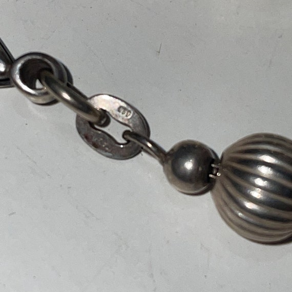 Vintage Sterling Silver Textured Ball Beaded Chai… - image 6