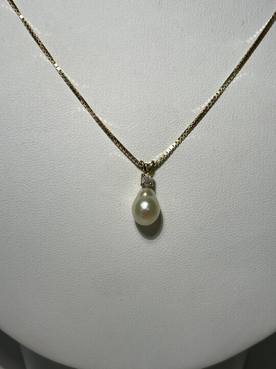 Antique Baroque Pearl Old Mine Cut Diamond 14Kt Go