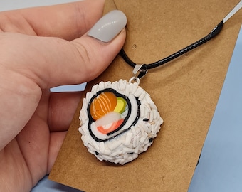 GiftJewelryShop Bronze Retro Style I Heart Sushi Rolls Flower Pendant Charm Necklaces #22 GiftJewelryShop Bronze Retro Style I Heart Sushi Rolls Flower Pendant Charm Necklaces #22