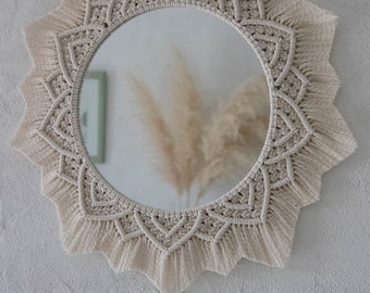 Personalisierter Makramee-Spiegel aus Koh Rong-Baumwolle