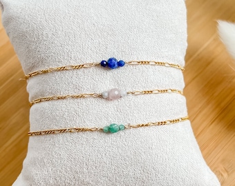 Bracelet pierre de naissance - Bracelet minimaliste gold filled et pierres fines naturelles