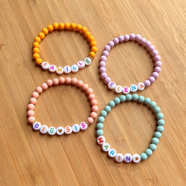 Bracelet Prénom / Mot Colorblock - Bijou personnalisé prénom - Bracelet enfant personnalisable