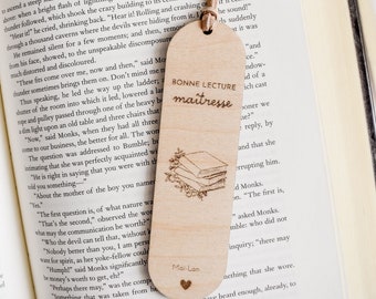 Marque-page livres personnalisé en bois, Idée cadeau de fin d'année
