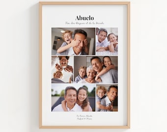 Personalisiertes Großvater-Fotoposter – Geschenk zum Großvatertag, Opa, Opa, Geburtstag, Weihnachten – Familienfotoposter