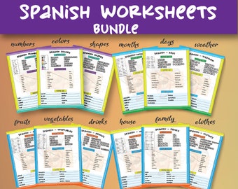 spanish worksheets etsy