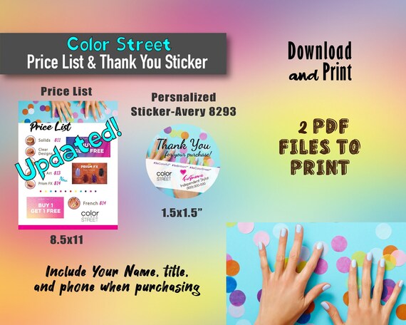 2021 Printable Color Street Price List and Personalize Round | Etsy