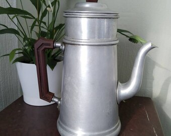 Bakelite handle French Vintage Shabby Chic stainless steel coffee pot and filter Cafetiere Original 1960/'s inox
