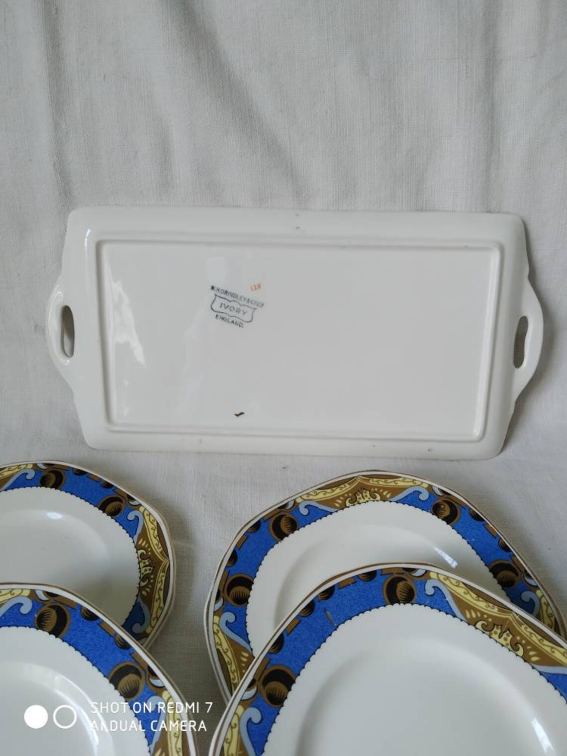 Vintage Sandwich Plate and 6 Side Plates. Cake and Tea Plates by W H
