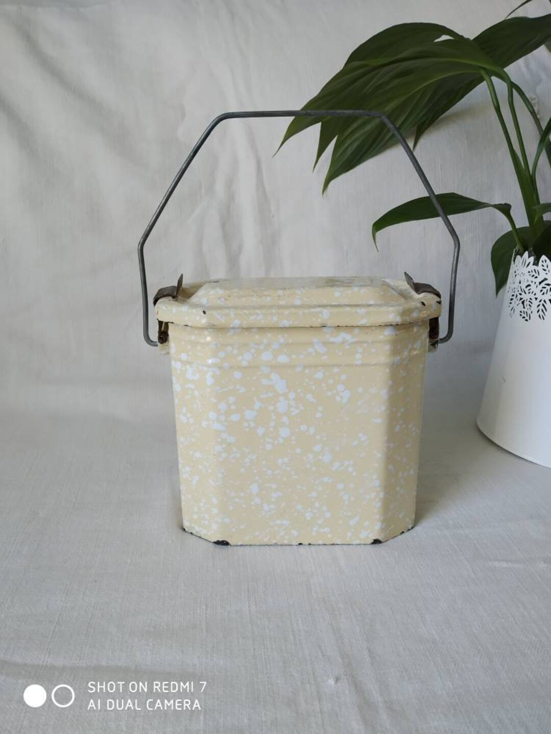 Vintage French Enamelware Lunch Pail. Kitchen Storage. Etsy