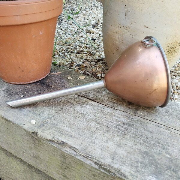 Wine funnel, copper and steel. Beer funnel