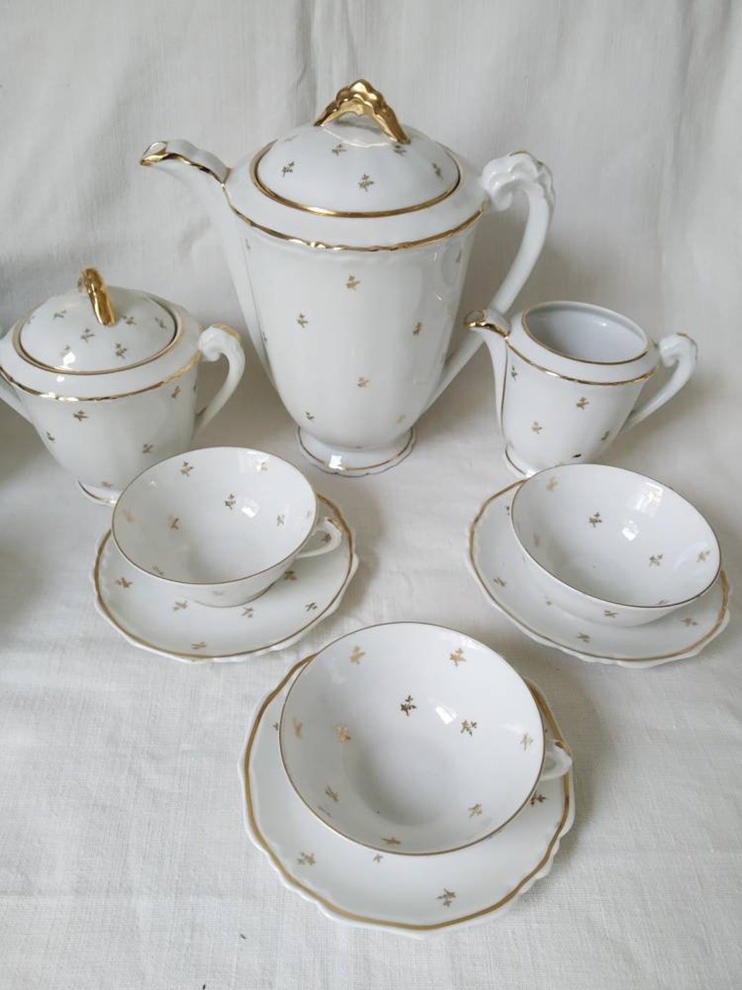 Vintage French Limoges Porcelain Coffee Set. Rich Gold on Etsy