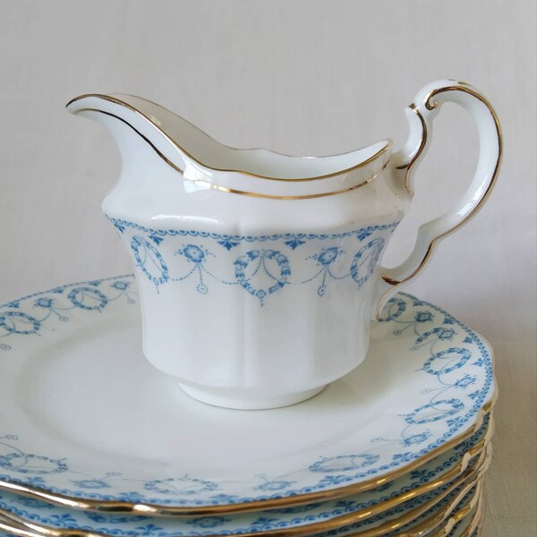 Vintage bone china cream jug. E Hughes of Staffordshire.