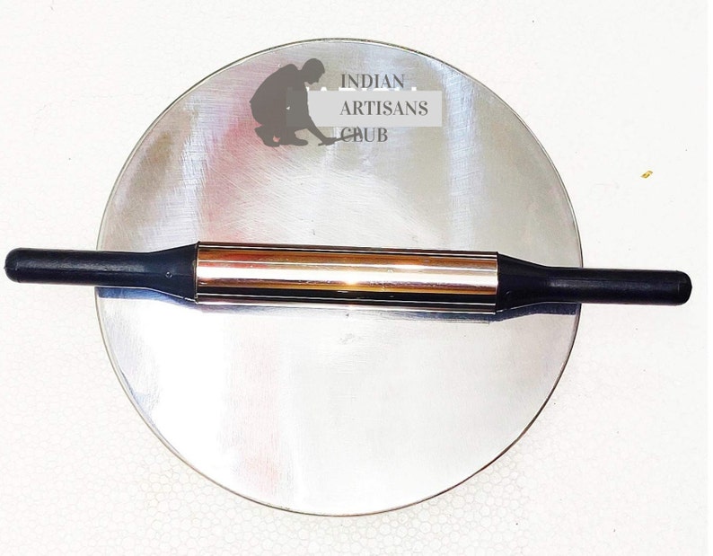 Indolium made Chakla-WITH Stainless Steel covered Pin,Aluminium Roti Maker,Hindalium Rolling Board Pins Chakla Belan For Making Chapati