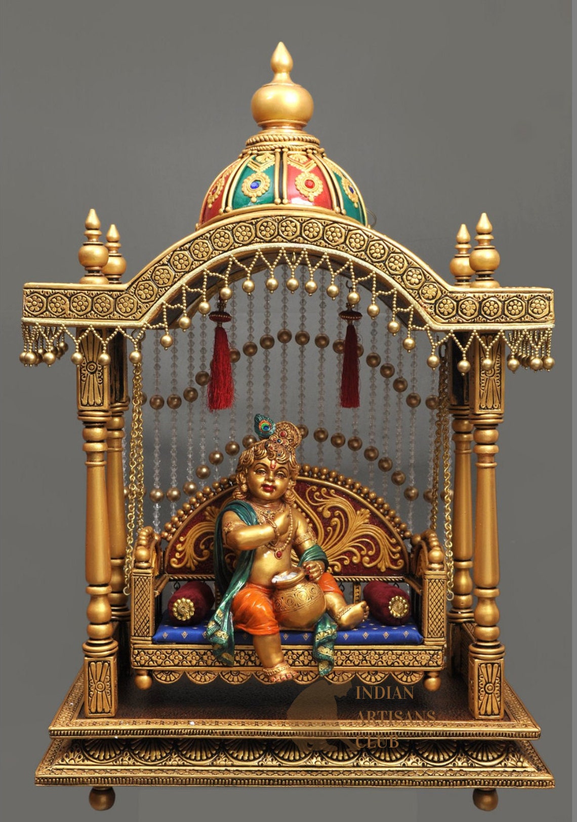 Buy Online Mandir Jhula Balkrishnaduco Paint Brass Bal Etsy
