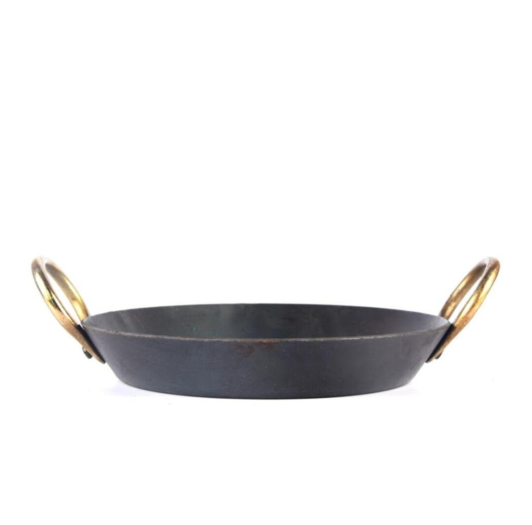 Flat Bottom Fish Fry Pure Iron Tawa Fry Panheavy Base Iron - Etsy