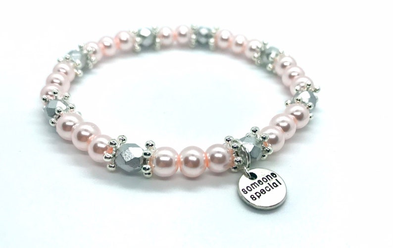 gift ideas Pink and grey someone special bracelet beaded bracelet special gift someone special pink and grey charm bracelet