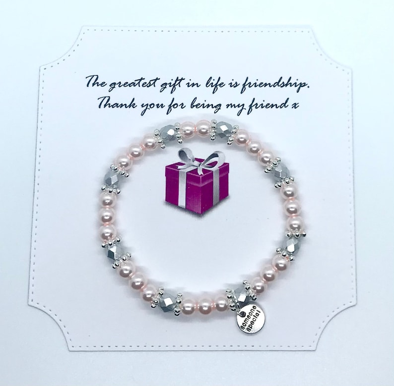 gift ideas Pink and grey someone special bracelet beaded bracelet special gift someone special pink and grey charm bracelet