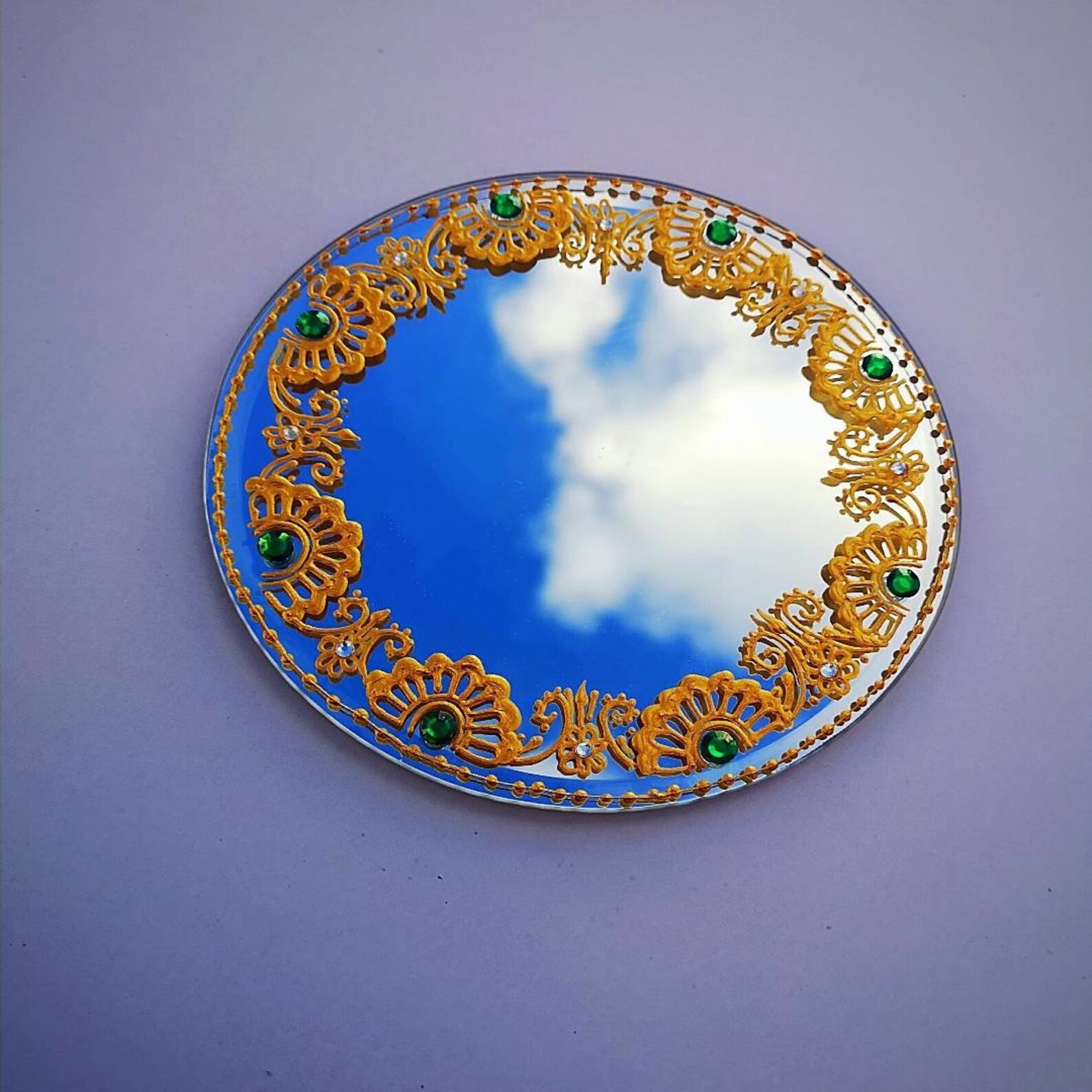 Mirror Plate Henna design mirror plate Mirror Decor Etsy