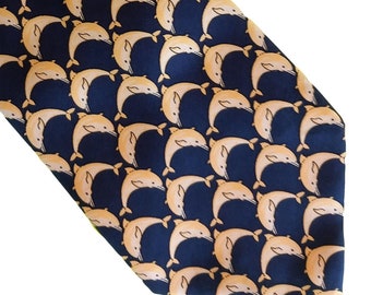 Dolphin Pattern Tie 100% Silk by Beaufort Italy