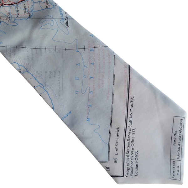 Mandalay and Rangoon Ordnance Survey Map 100% Silk Tie